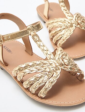 Sandales plates à bride et lanières tressées