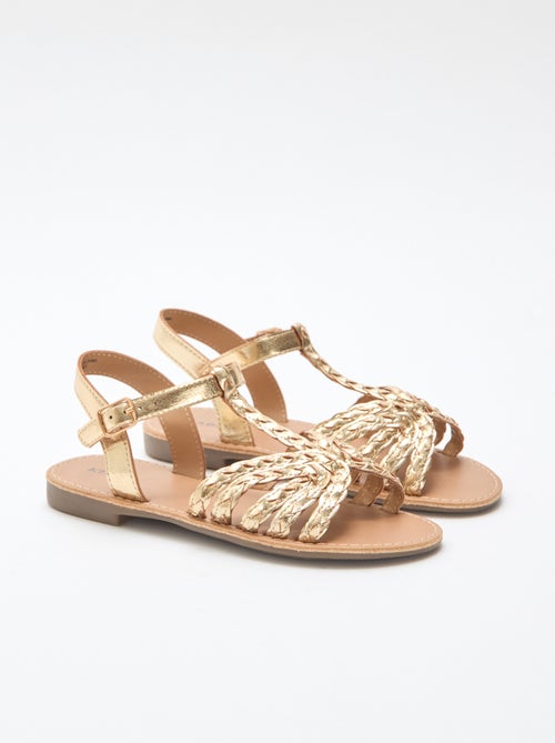 Sandales plates à bride et lanières tressées - Kiabi
