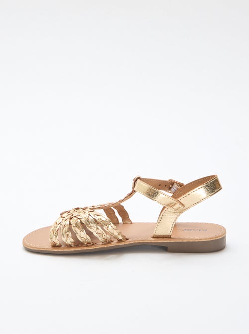 Sandales plates à bride et lanières tressées - Kiabi