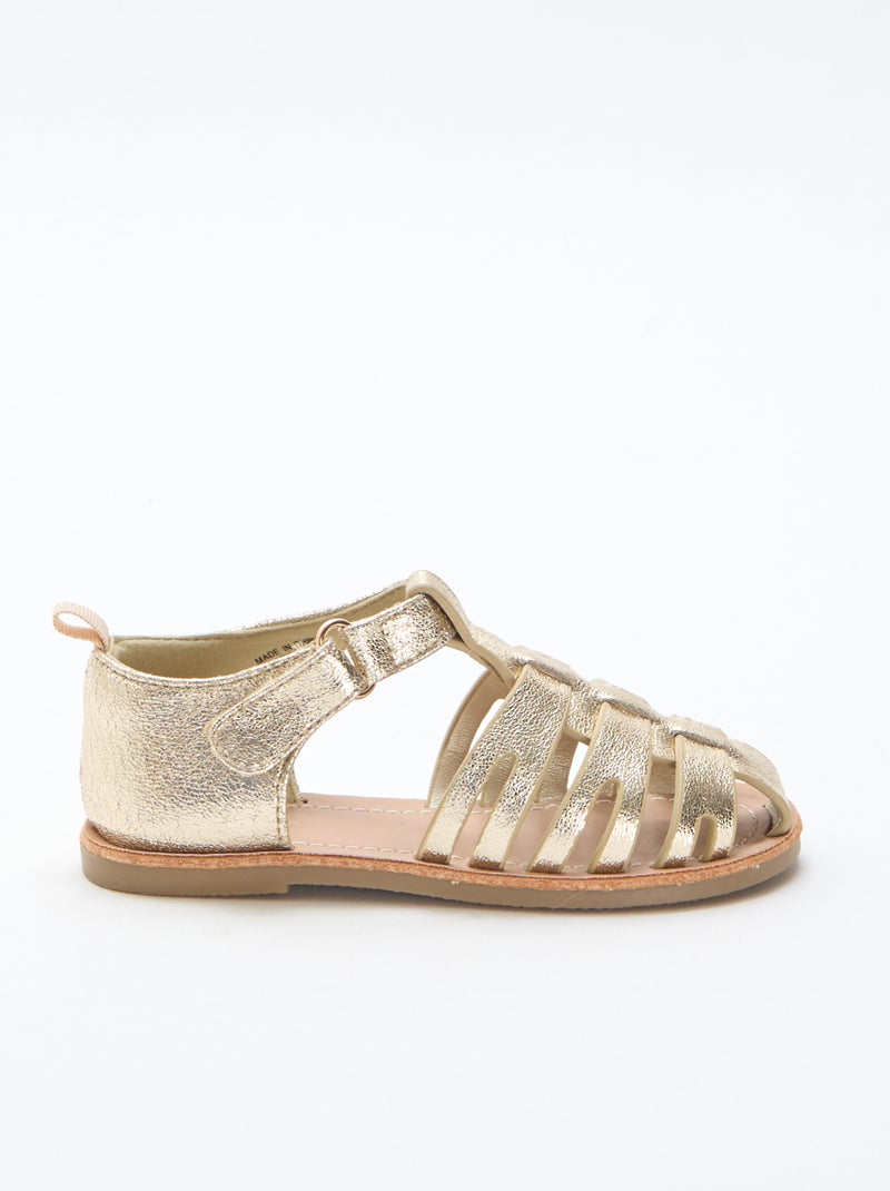 Sandales plates à brides fermées brillantes Jaune - Kiabi
