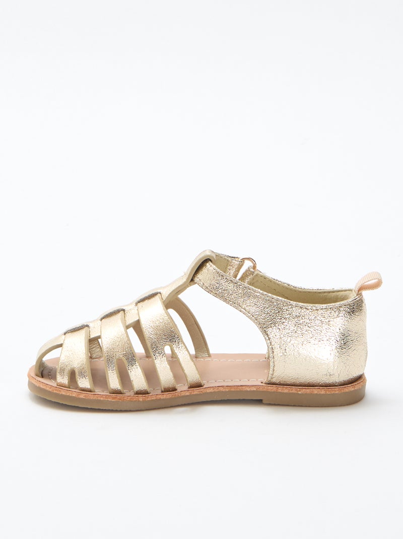 Sandales plates à brides fermées brillantes Jaune - Kiabi