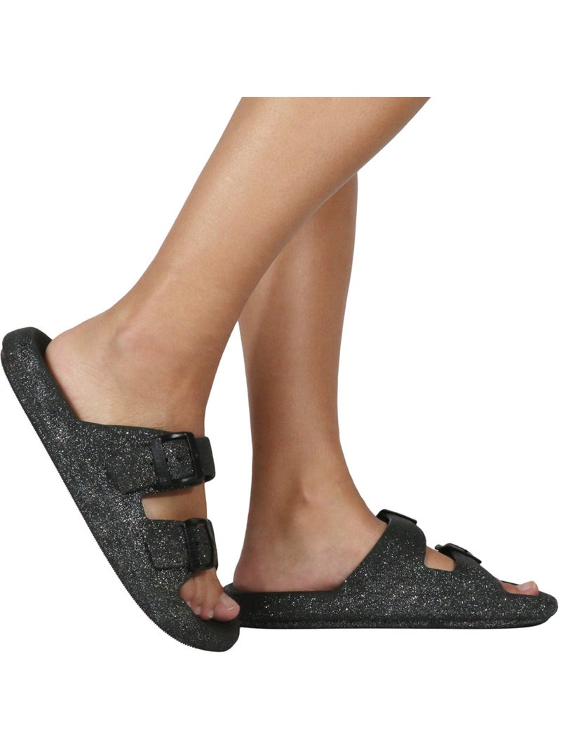 Sandales plates à paillette Enfant Noir - Kiabi