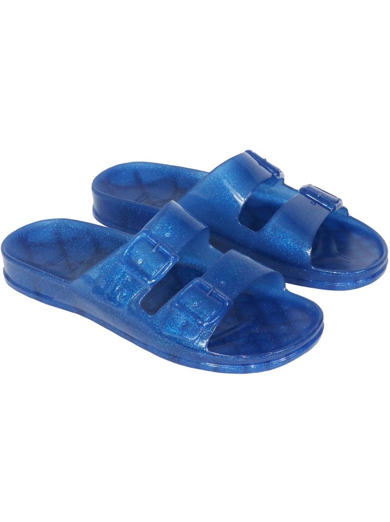 Sandales plates à paillette Femme Bleu roi - Kiabi