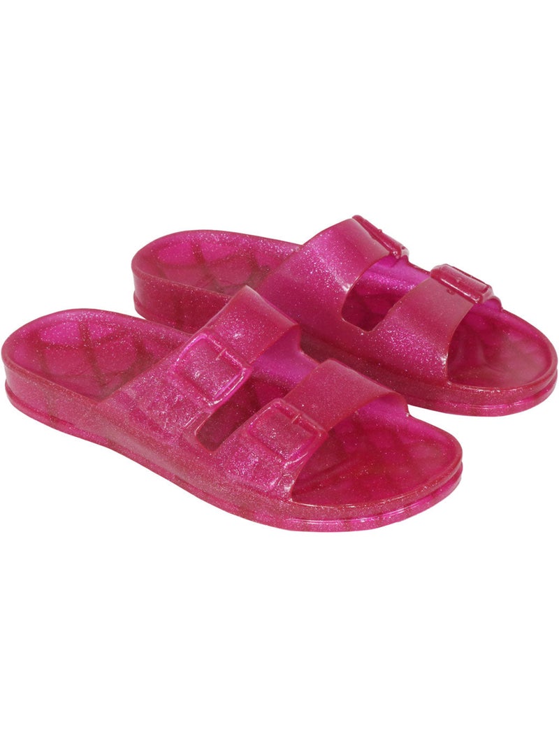 Sandales plates à paillette Femme Framboise - Kiabi