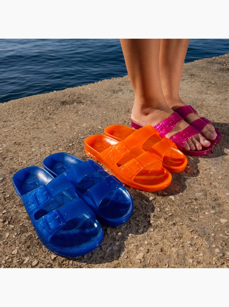 Sandales plates à paillette Femme Framboise - Kiabi