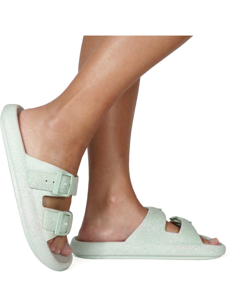 Sandales plates à paillette Femme Gris nuage - Kiabi