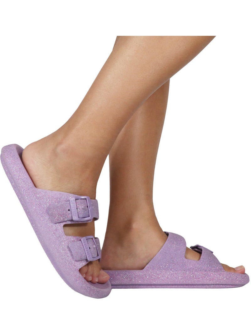 Sandales plates à paillette Femme Lavande - Kiabi
