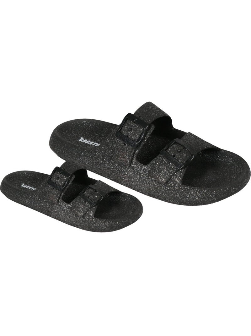 Sandales plates à paillette Femme Noir Noir - Kiabi