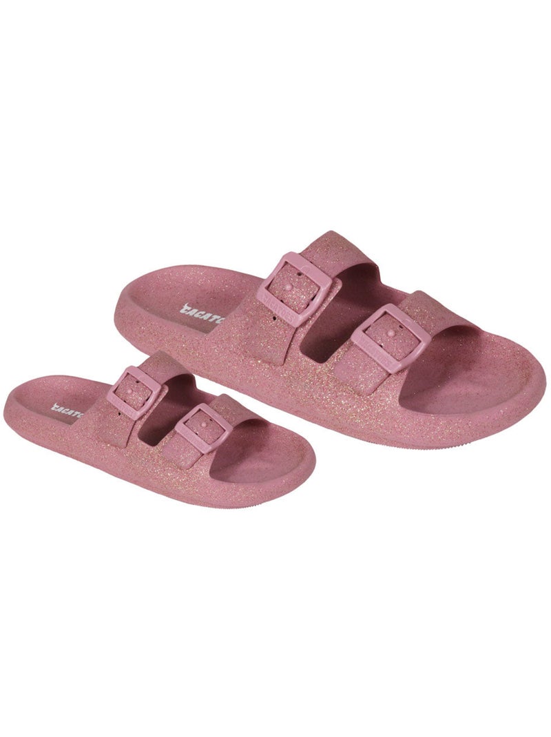 Sandales plates à paillette Femme Rose - Kiabi