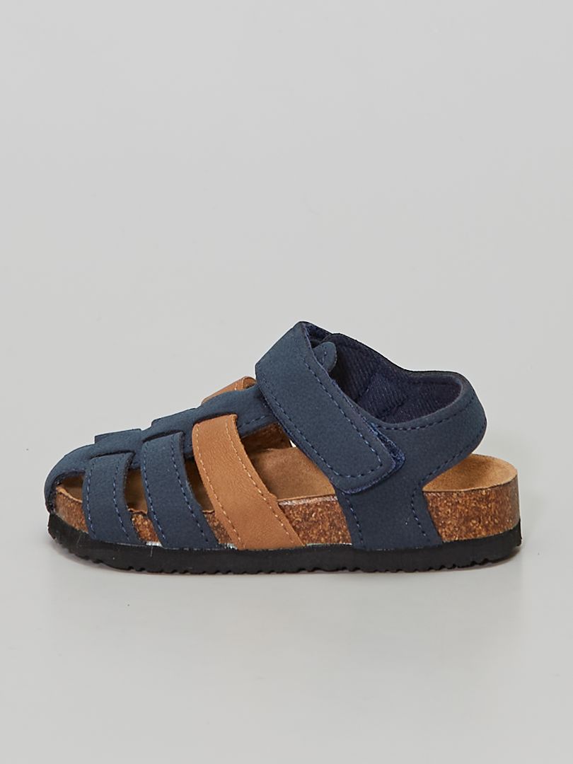 Sandales plates à scratch Bleu - Kiabi