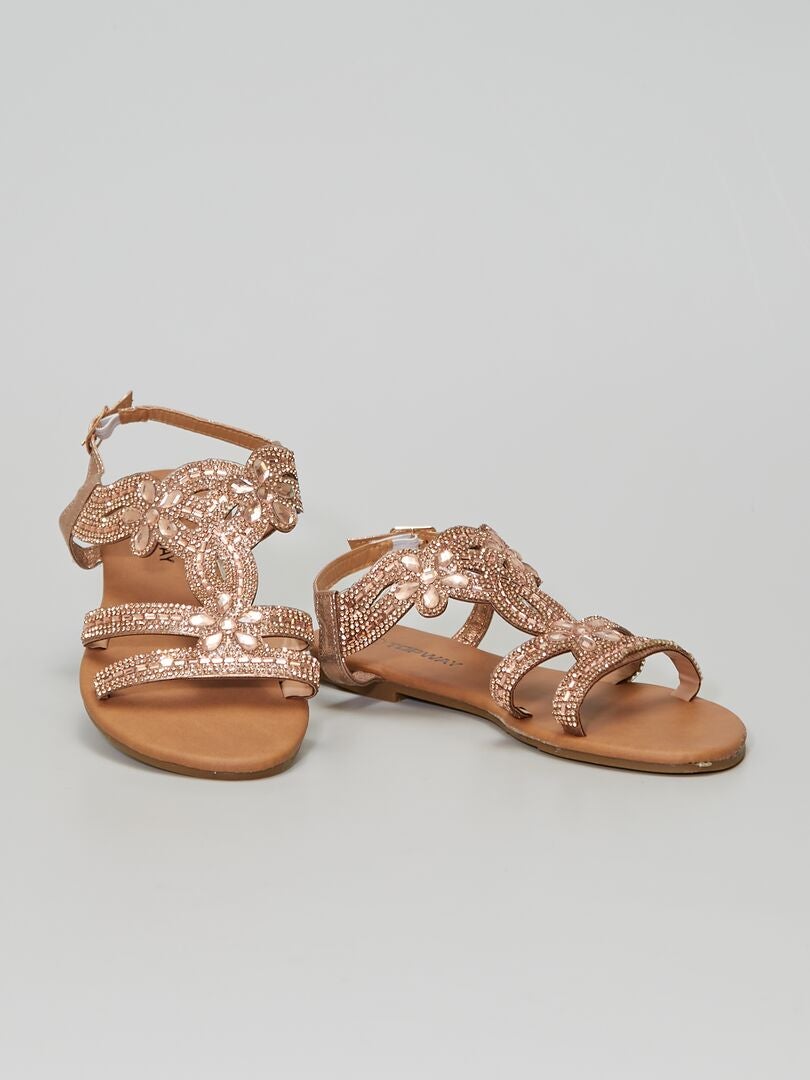 sandales plates strass