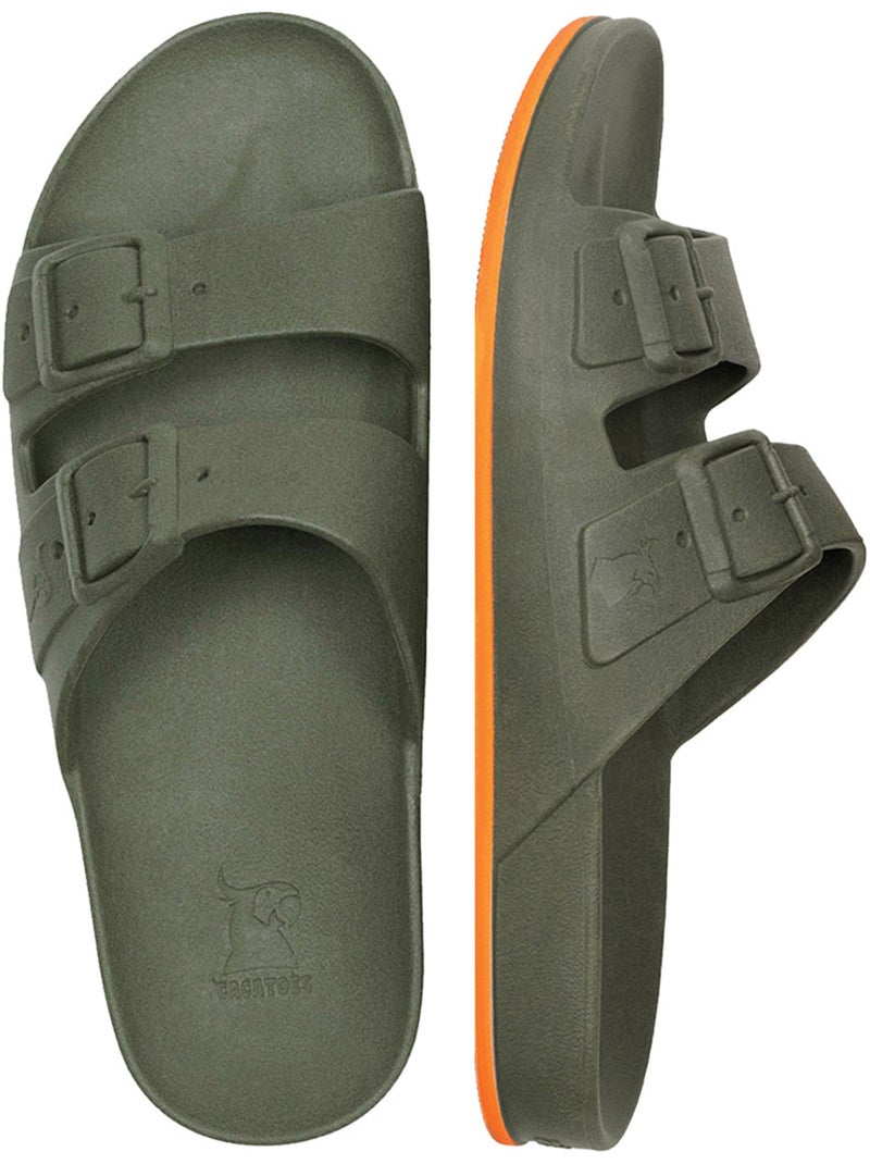 Sandales plates Adulte BRASILIA Kaki/Orange fluo - Kiabi