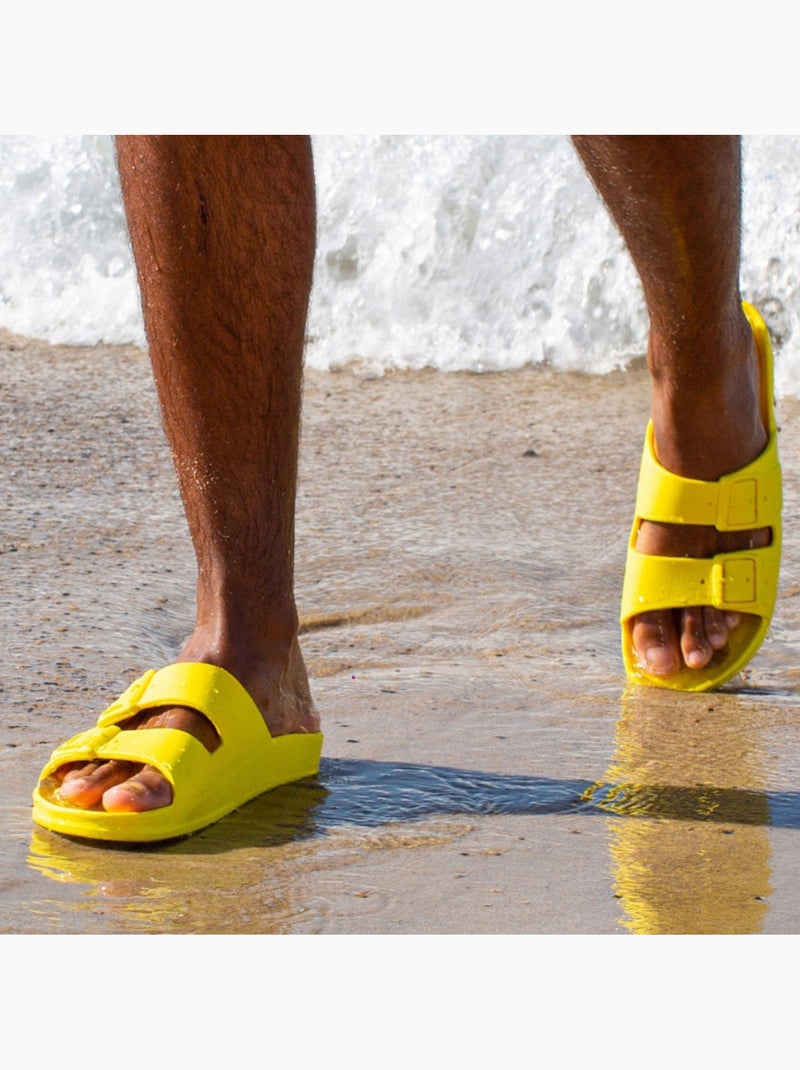 Sandales plates Adulte Jaune fluo - Kiabi