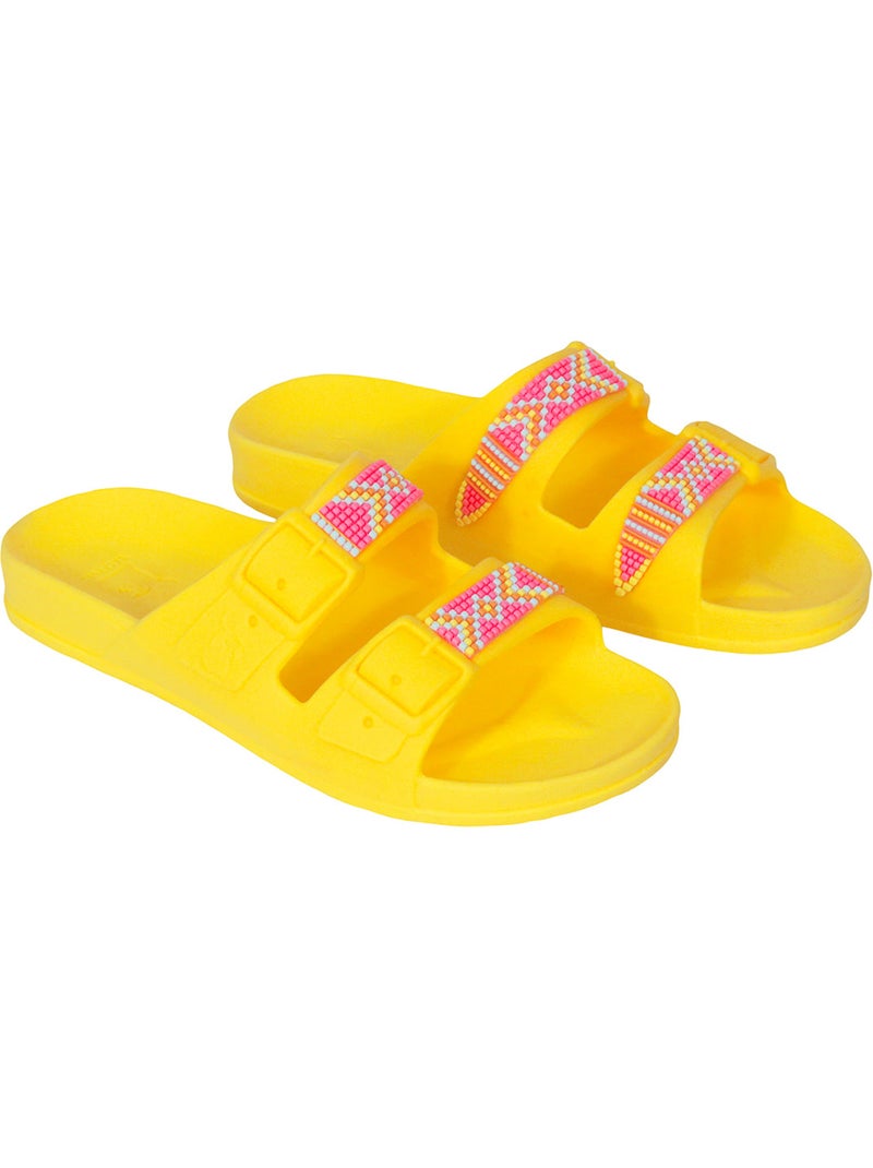 Sandales plates Adulte Jaune fluo - Kiabi