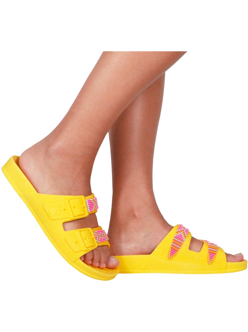 Sandales plates Adulte Jaune fluo - Kiabi