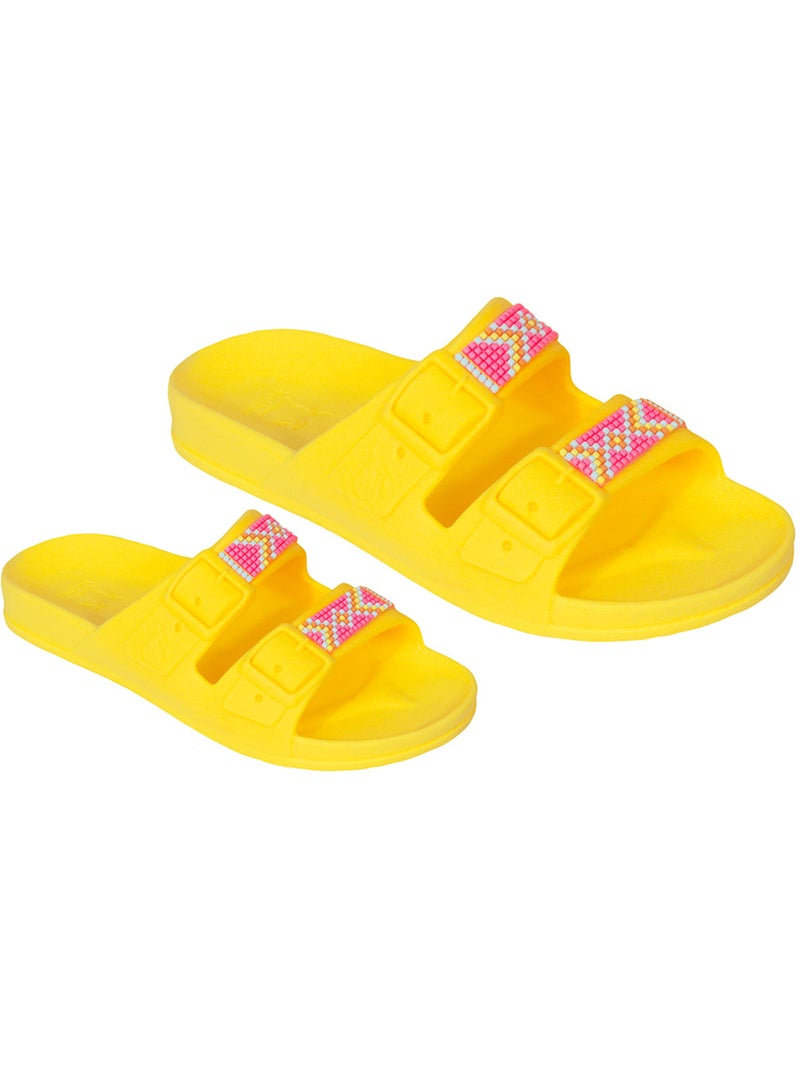 Sandales plates Adulte Jaune fluo - Kiabi