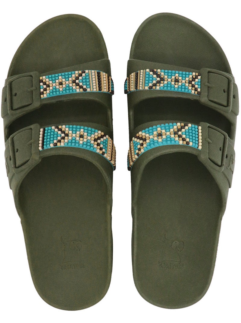 Sandales plates Adulte JERICOACOARA Kaki foncé - Kiabi