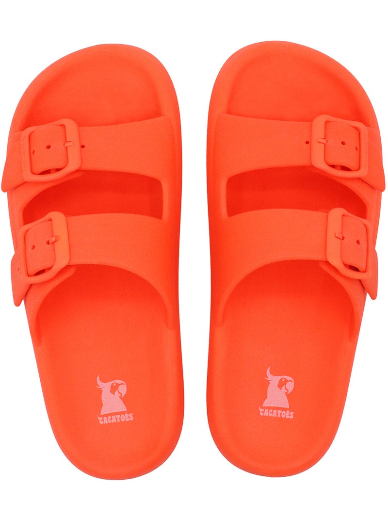 Sandales plates Adulte JESSY FLUO Orange fluo - Kiabi