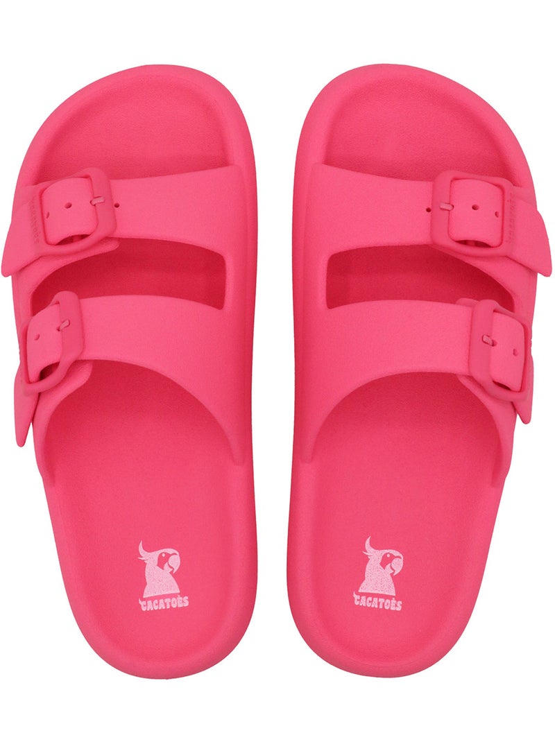 Sandales plates Adulte JESSY FLUO Rose fluo - Kiabi