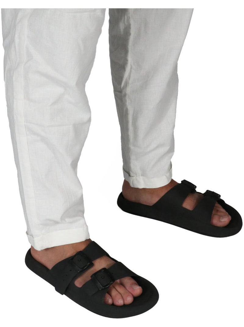 Sandales plates Adulte Noir Noir - Kiabi