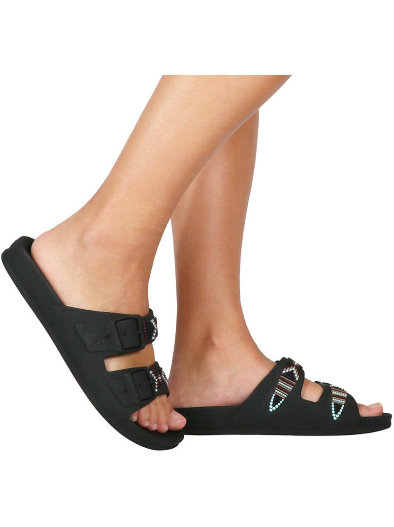 Sandales plates Adulte Noir Noir - Kiabi