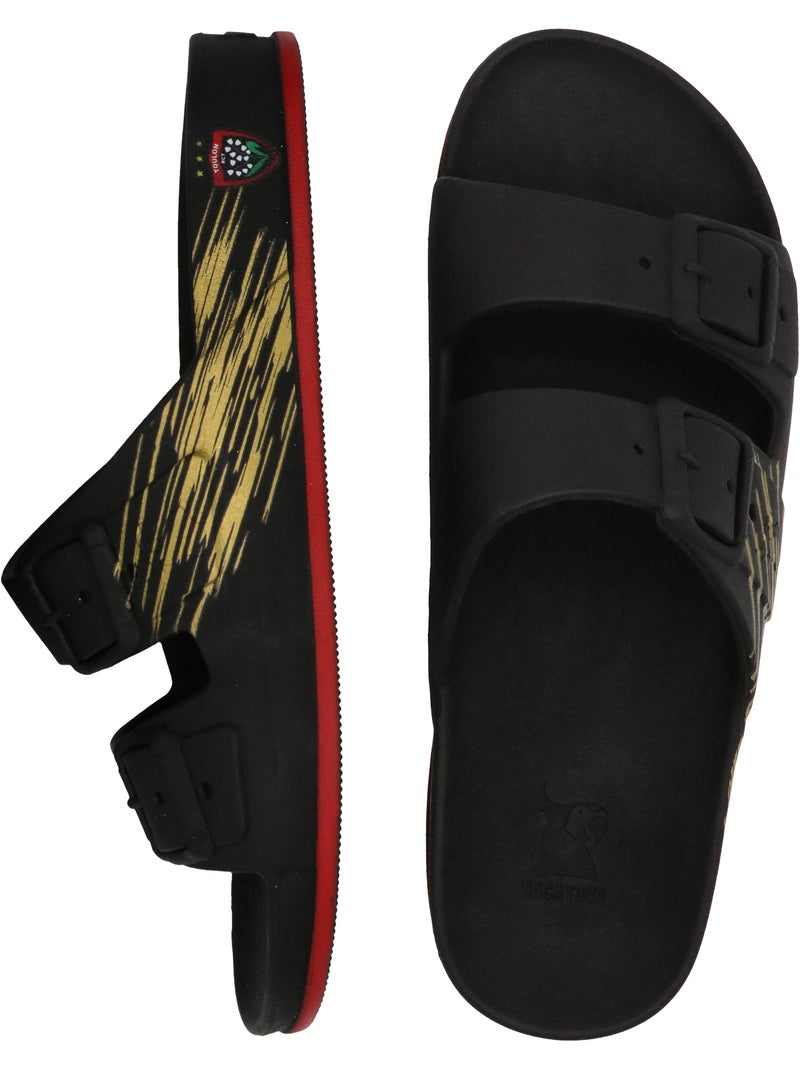 Sandales plates Adulte Noir Rouge - Kiabi