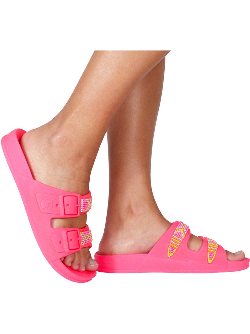 Sandales plates Adulte Rose fluo - Kiabi