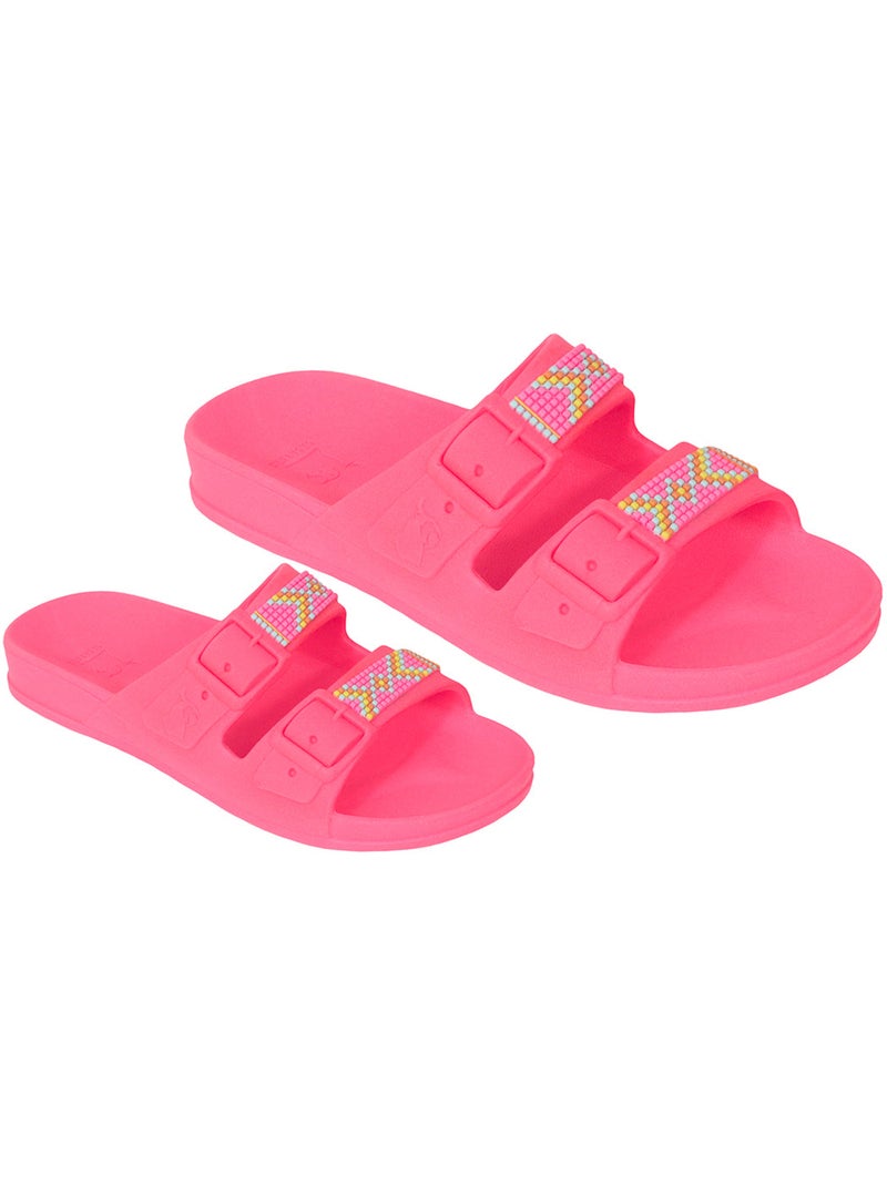 Sandales plates Adulte Rose fluo - Kiabi