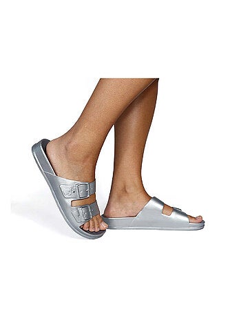 Sandales plates Anjo Metallic Cacatoès