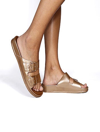 Sandales plates Anjo Metallic Cacatoès