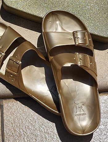 Sandales plates Anjo Metallic Cacatoès