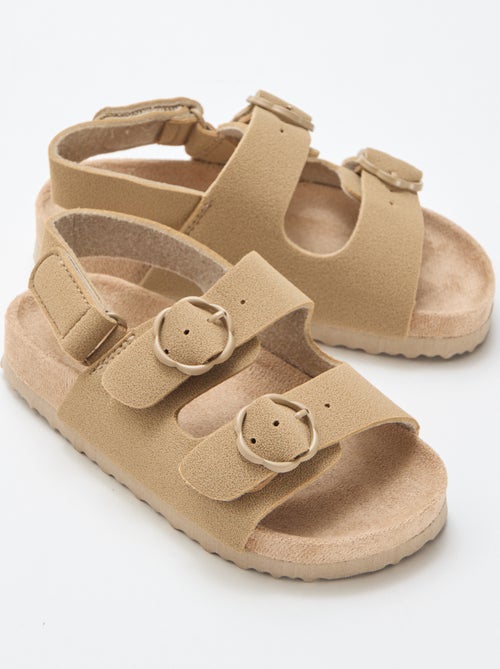 Sandales plates avec bride de maintien à la cheville ajustable par un scratch - Kiabi