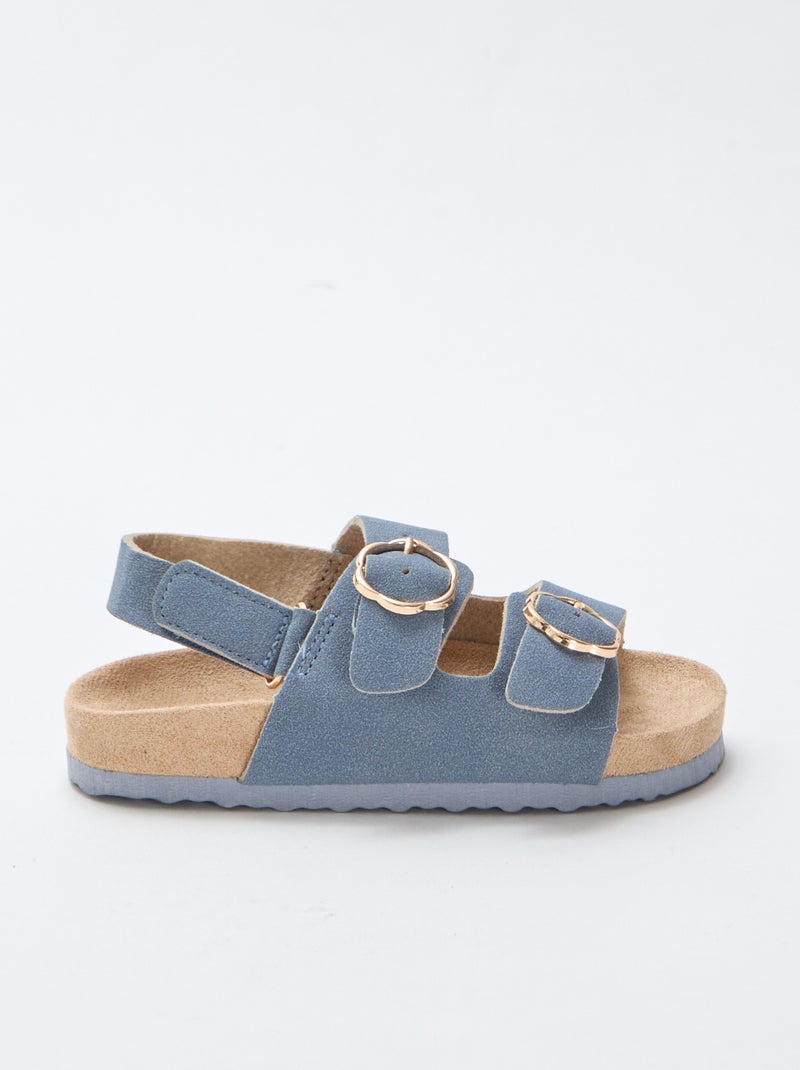 Sandales plates avec bride de maintien à la cheville ajustable par un scratch Bleu - Kiabi