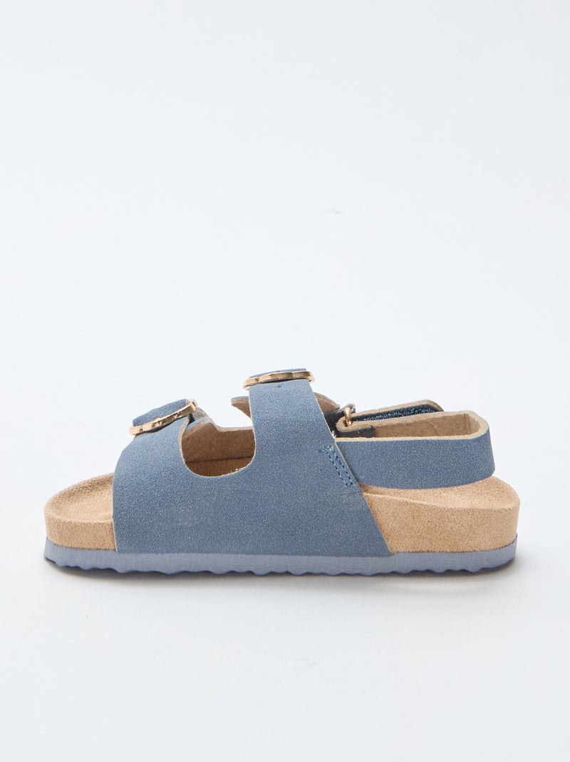 Sandales plates avec bride de maintien à la cheville ajustable par un scratch Bleu - Kiabi