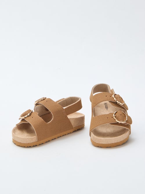 Sandales plates avec bride de maintien à la cheville ajustable par un scratch - Kiabi