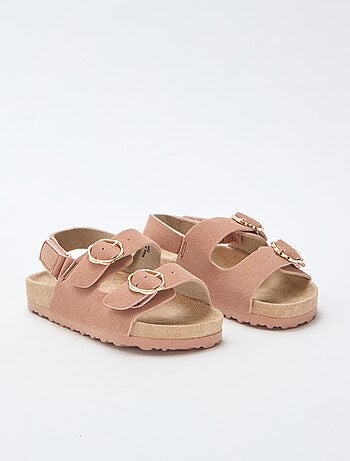 Sandales plates avec bride de maintien à la cheville ajustable par un scratch