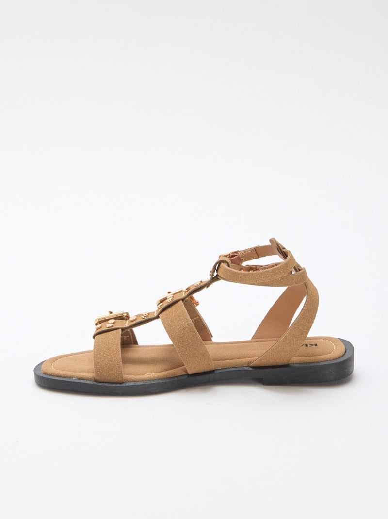 Sandales plates avec brides Beige - Kiabi