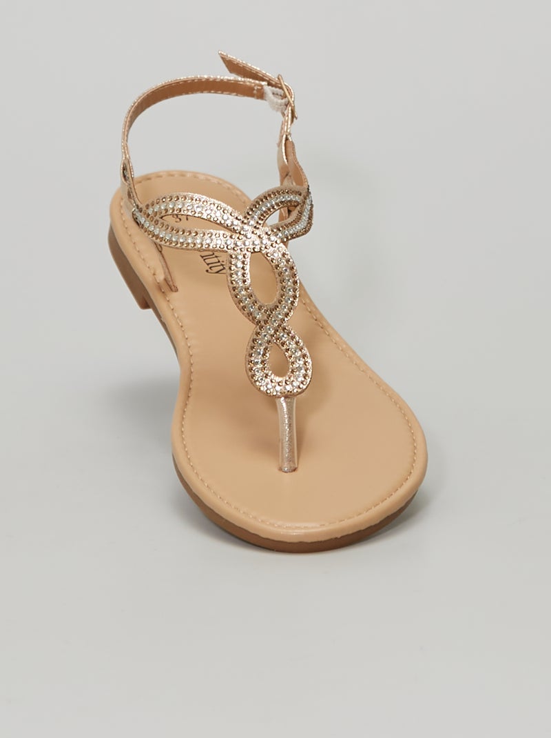 Sandales plates avec entre doigts beige foncé - Kiabi
