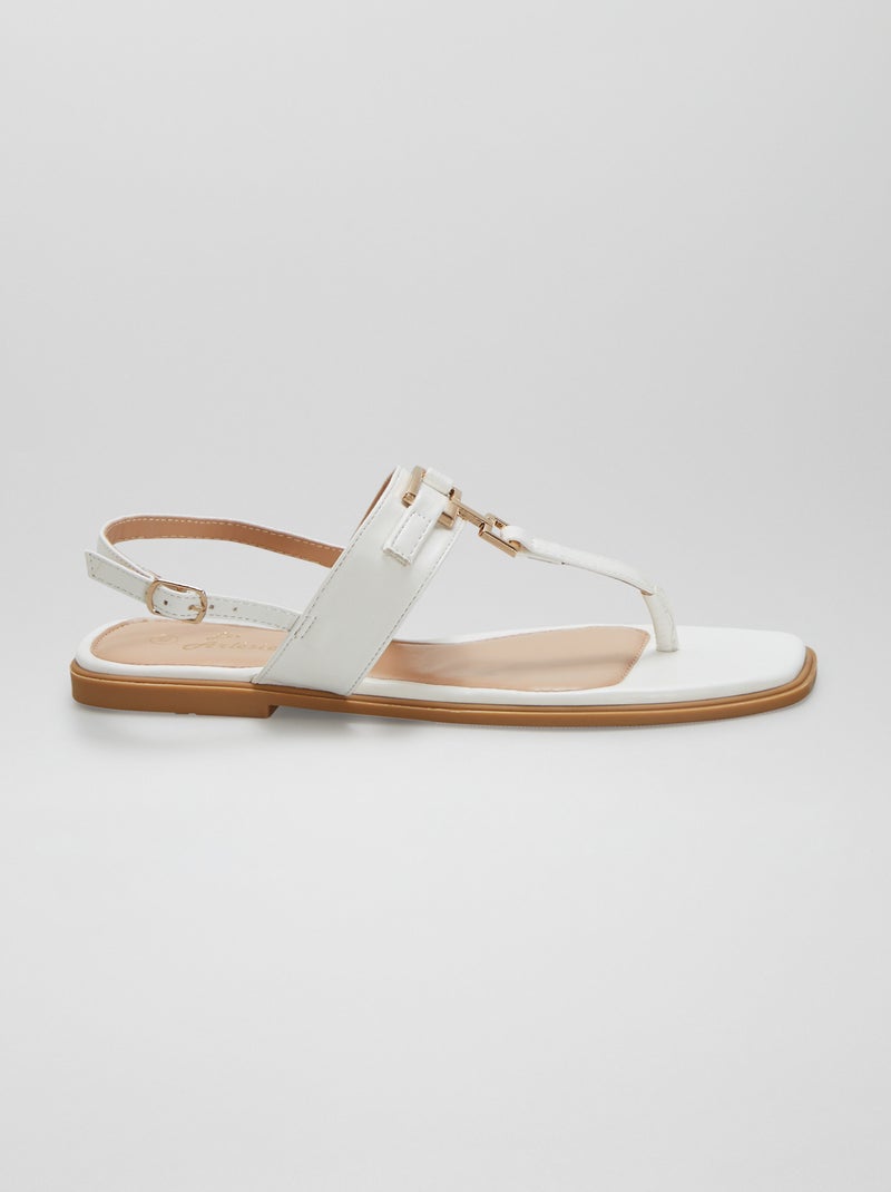 Sandales plates avec entre-doigts Blanc - Kiabi