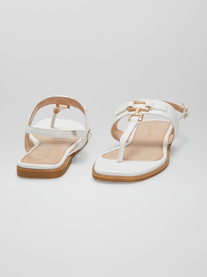 Sandales plates avec entre-doigts Blanc - Kiabi