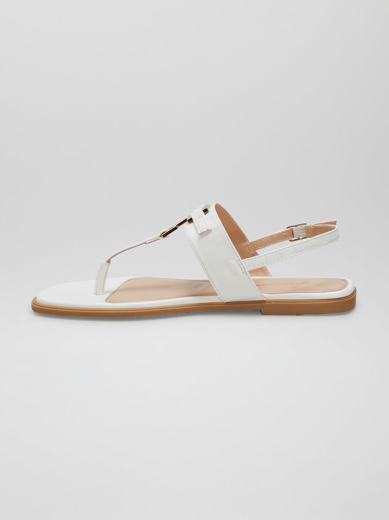 Sandales plates avec entre-doigts Blanc - Kiabi