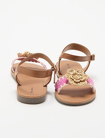 Sandales plates avec fleurs fantaisies