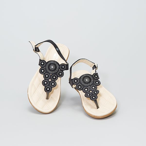 sandales plates perles