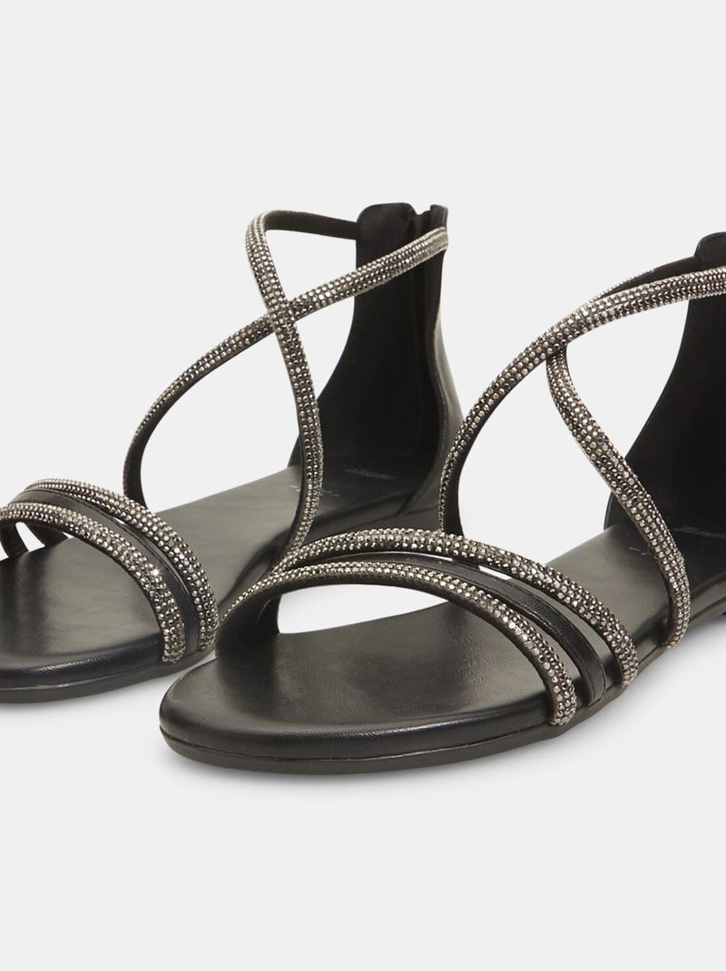 Sandales plates avec strass BATA Noir - Kiabi