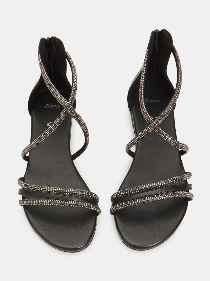 Sandales plates avec strass BATA Noir - Kiabi