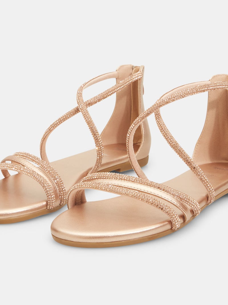 Sandales plates avec strass BATA Rose - Kiabi