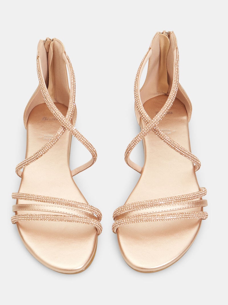 Sandales plates avec strass BATA Rose - Kiabi