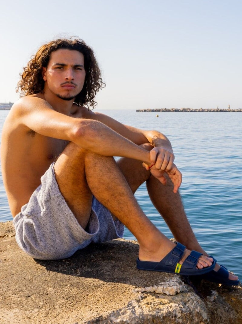 Sandales plates Bango Cacatoès Bleu marine - Kiabi