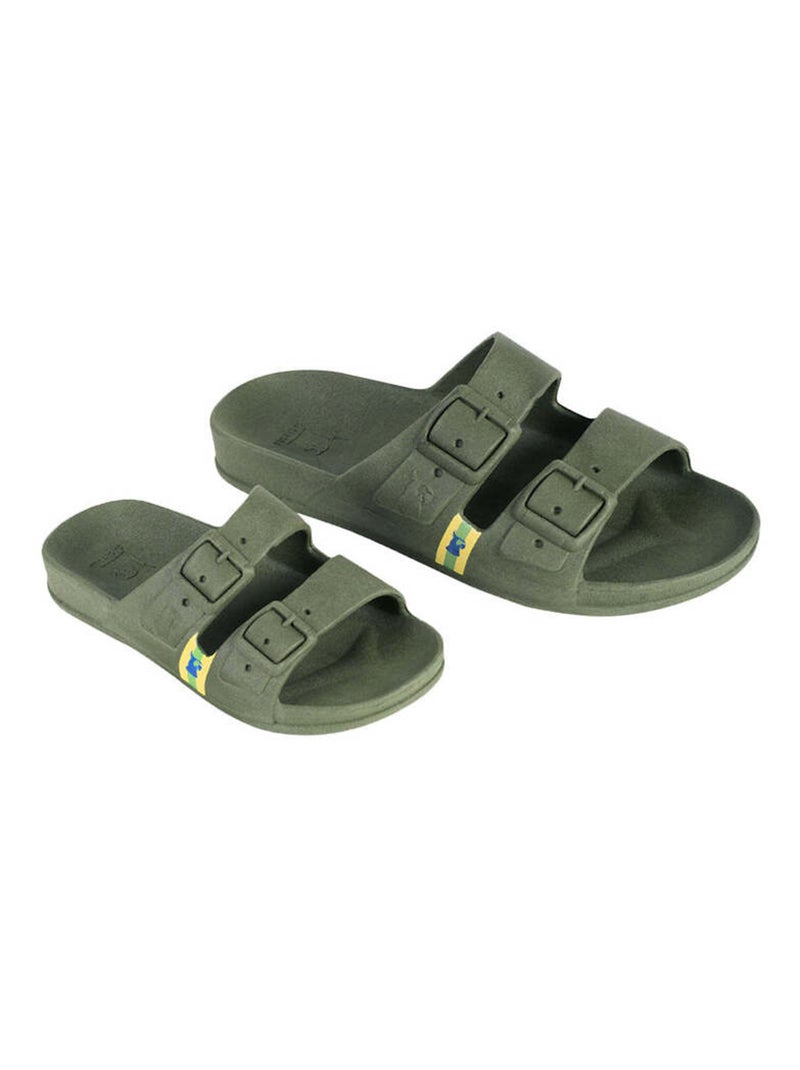 Sandales plates Bango Cacatoès Kaki foncé - Kiabi