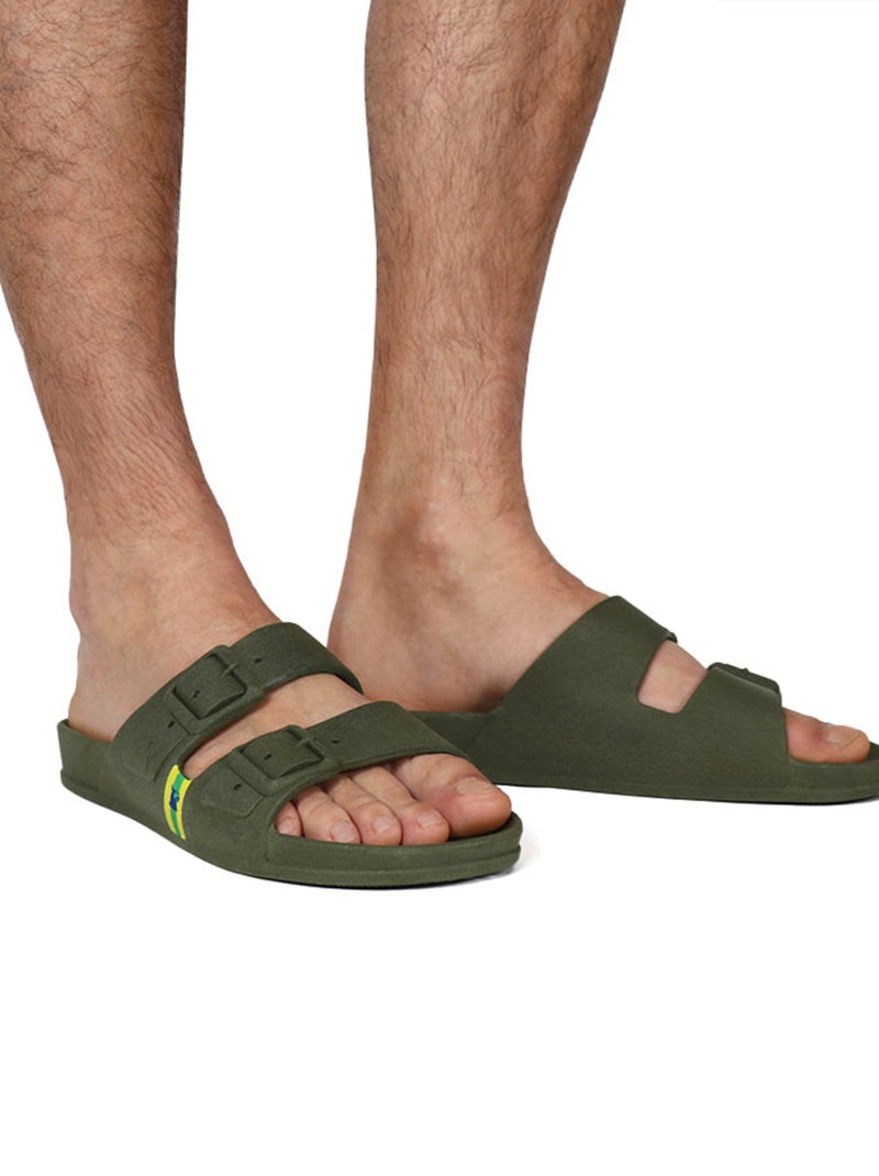 Sandales plates Bango Cacatoès Kaki foncé - Kiabi